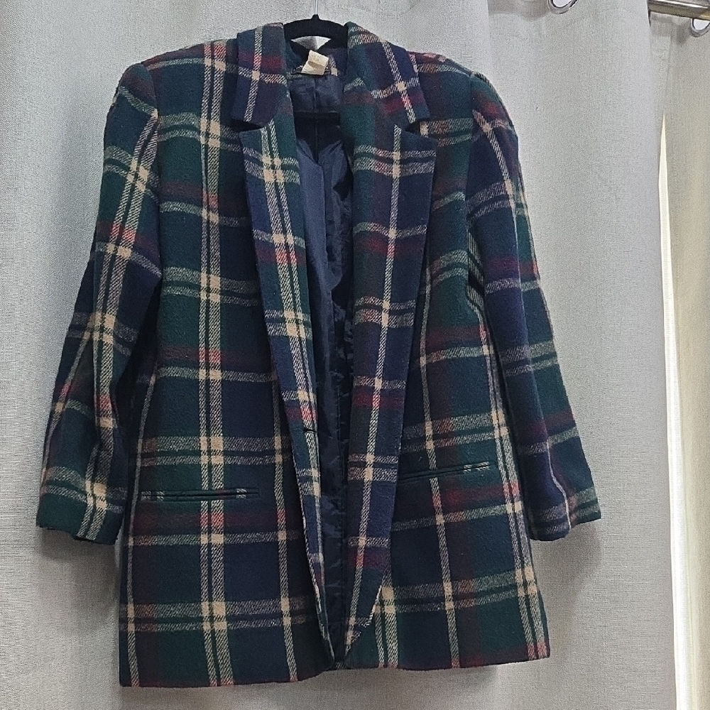 Vintage Tracy Evans Multicolor Plaid Blazer